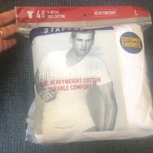 Stafford V-Neck Undershirts, 4 pack, size L (size 42-44)